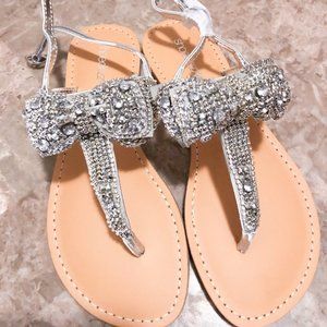 Silver Bedazzled Sandals